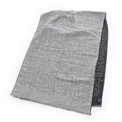 エルメス 23AW カシミヤ シルク 馬具柄 大判 ストール スカーフ マフラー ショール グレー