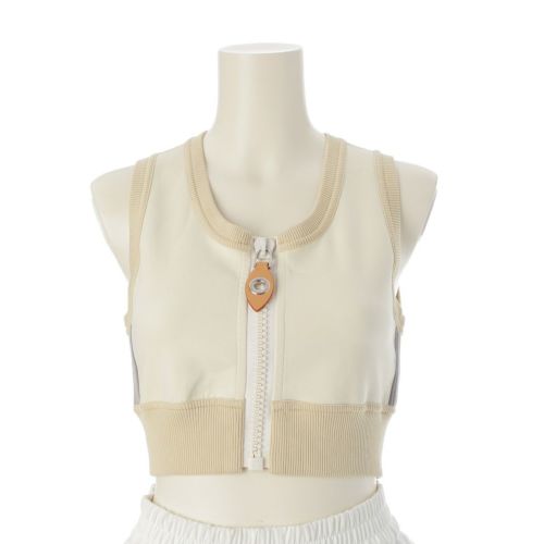 ルイヴィトン 23年 ジップアップ ノースリーブ クロップド トップス ベージュ XS