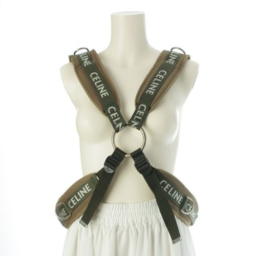 セリーヌ 19年 トレッキング ハーネス ロゴ プリント ベスト トップス 198832DO8.15 カーキ