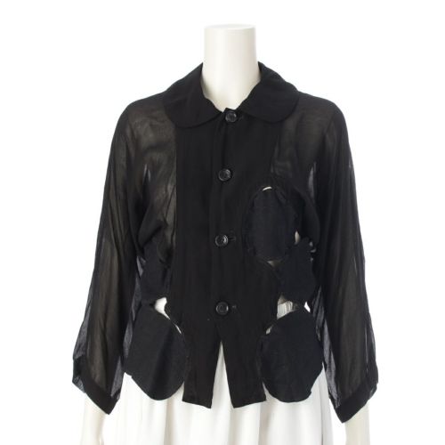 コムデギャルソン AD2008 09SS ウール×ナイロン 変型 ドッキング シャツ ブラウス トップス GC-J078 ブラック XS