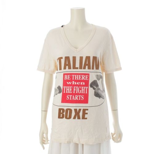 ドルチェアンドガッバーナ モハメドアリ Vネック グラフィック 半袖Ｔシャツ トップス ベージュ 46