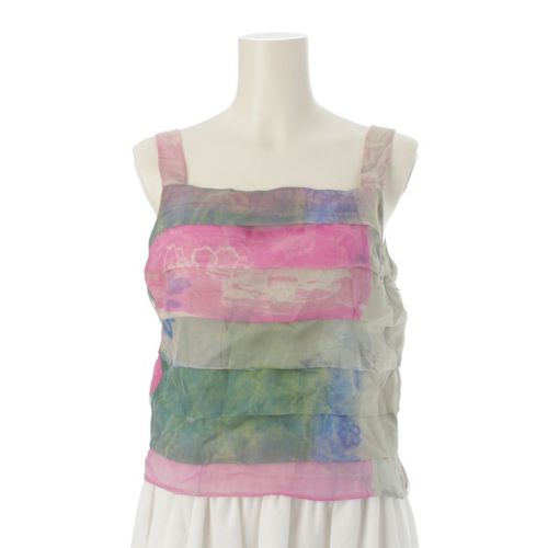 ジョルジオアルマーニ 90s アーカイブ シルク フラワーモチーフ サイドジップ キャミソール トップス マルチカラー 40