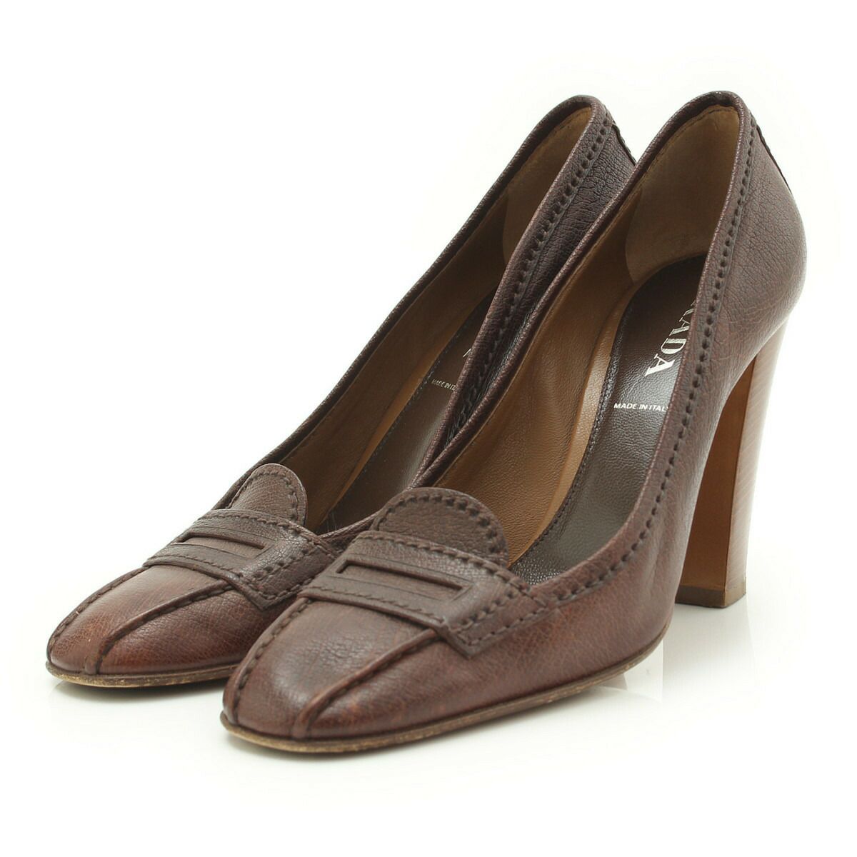 プラダ ローファーパンプス ヒール ブラウン 36