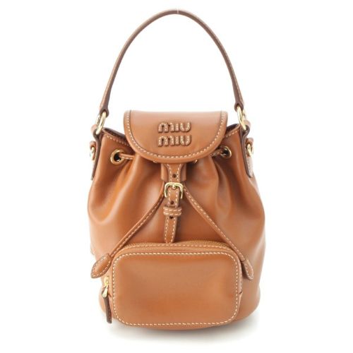ミュウミュウ ミニバックパック スモール 2WAY ハンドバッグ バックパック 5BZ045_2CRW ブラウン コニャック