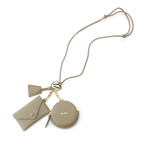 マックスマーラ 23SS カーフレザー ポーチ マルチケース ストラップ グレー