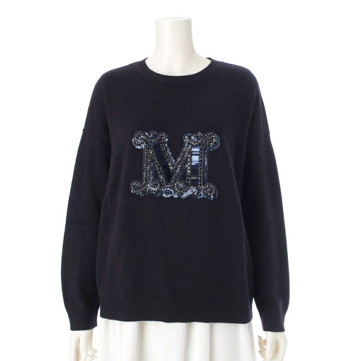 マックスマーラ 24年 VICOLO Mロゴ ビジュー スパンコール ニット