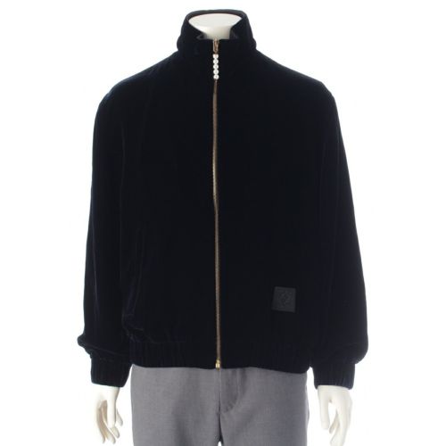 ルイヴィトン 2025 シルク混 ロゴ ベルベット トラック ジャケット ネイビー 52