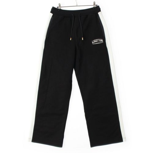 ルイヴィトン 2025 コットン×ナイロン ロゴ刺繍 サイドライン ジャージー ジョガー パンツ ボトムス ブラック×ホワイト M