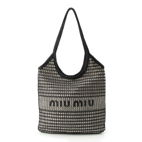 ミュウミュウ メッシュ IVY アイビー トートバッグ ブラック ホワイト