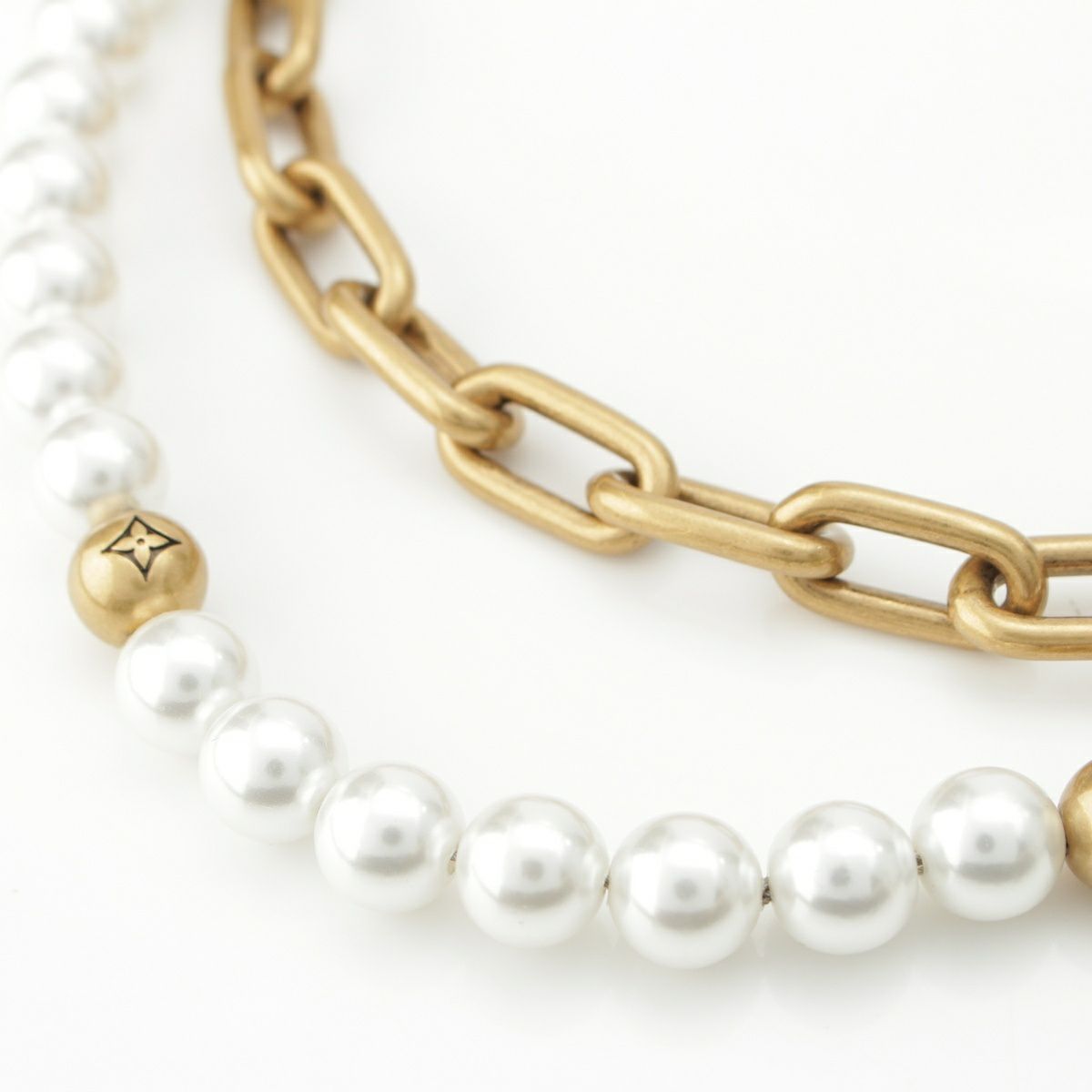 ルイヴィトン ロゴ パール チェーン ベルト バッグ チャーム M01689