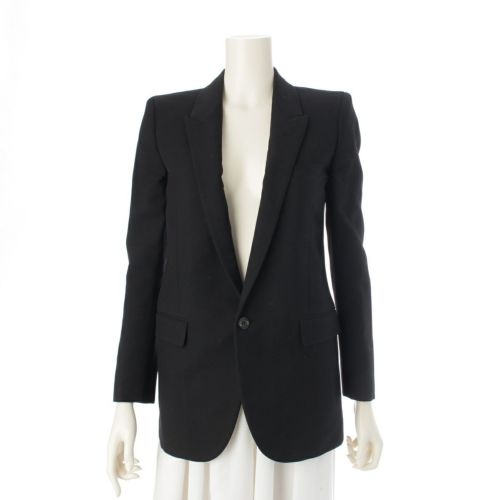 サンローランパリ ピークドラペル ウール シングル テーラードジャケット 517740 ブラック 34
