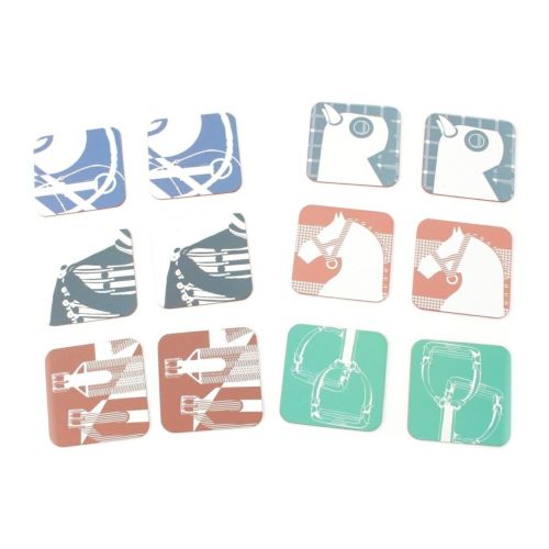 エルメス ホース ロゴ リバーシブル コースター 6柄×各2 12枚セット マルチカラー