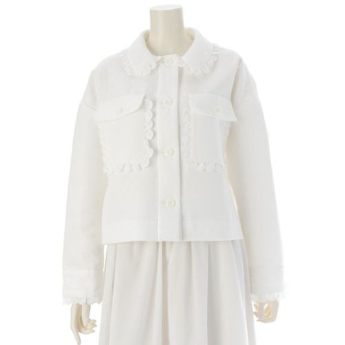 ヨリ 25SS フリル スカラップショート ジャケット YR25-24130AW ホワイト 38