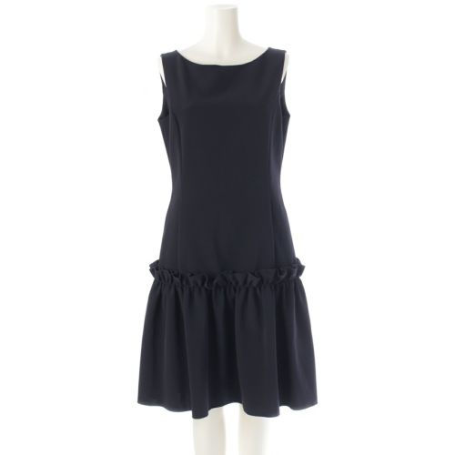 フォクシー ニューヨーク 19年 ノースリーブ フリル ワンピース ドレス 39853 ネイビー 40