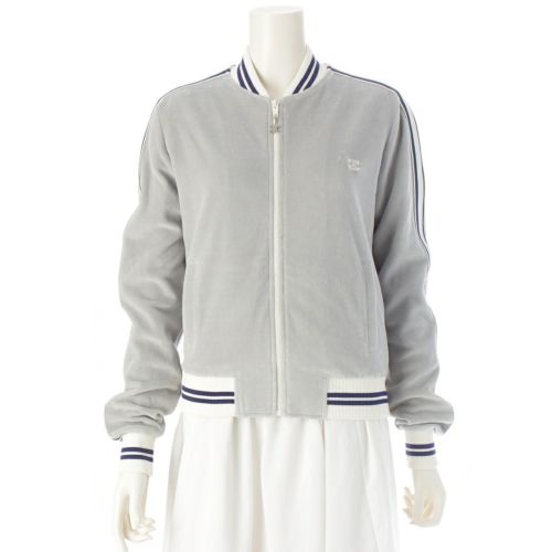 セリーヌ コットン×ナイロン トリオンフ テディ ベルベットジャージー トラックスーツ ジャケット RV0R1748Q グレーズ×ネイビー×エクリュ XS