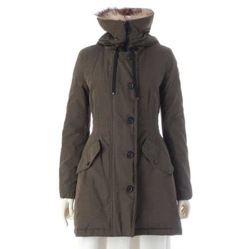 モンクレール 18年 MONTICOLE ファーフード ダウンジャケット アウター カーキグリーン 00