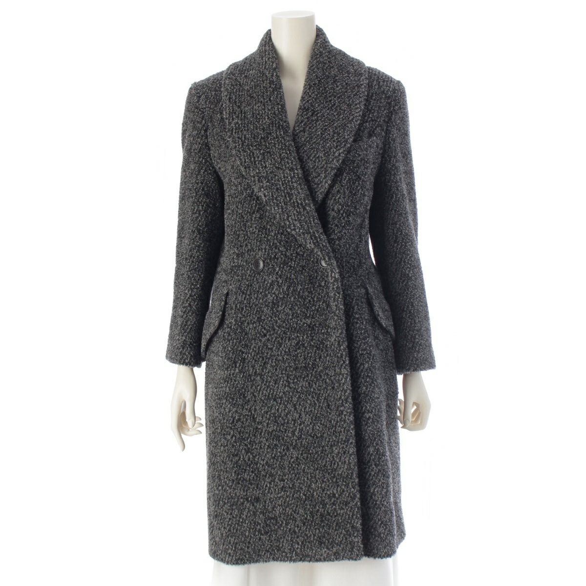 マックスマーラ アルパカ混 ショールカラー コート アウター ブラック