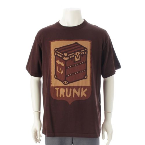 ルイヴィトン 24SS コットン LV TRUNK LOVERS インターシャグラフィック ハーフスリーブ ニットトップス カットソー HQN83W ブラウン M