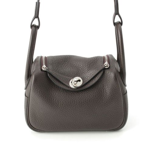 エルメス D刻印 リンディミニ トリヨンクレマンス シルバー金具 ショルダーバッグ ショコラ