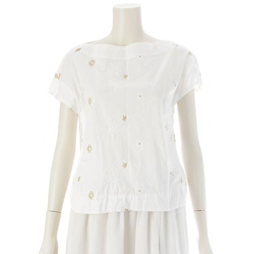 マメ クロゴウチ 17SS コットン 刺繍 ブラウス トップス MM17SSSH068 ホワイト ゴールド 1