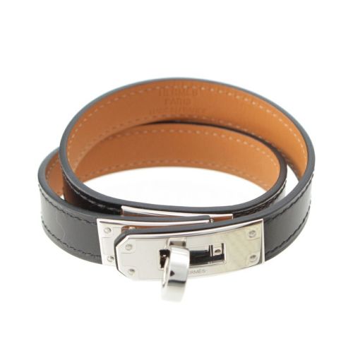 エルメス ケリー ボックスカーフ B刻印 ドゥブルトゥール ブレスレット ブラック