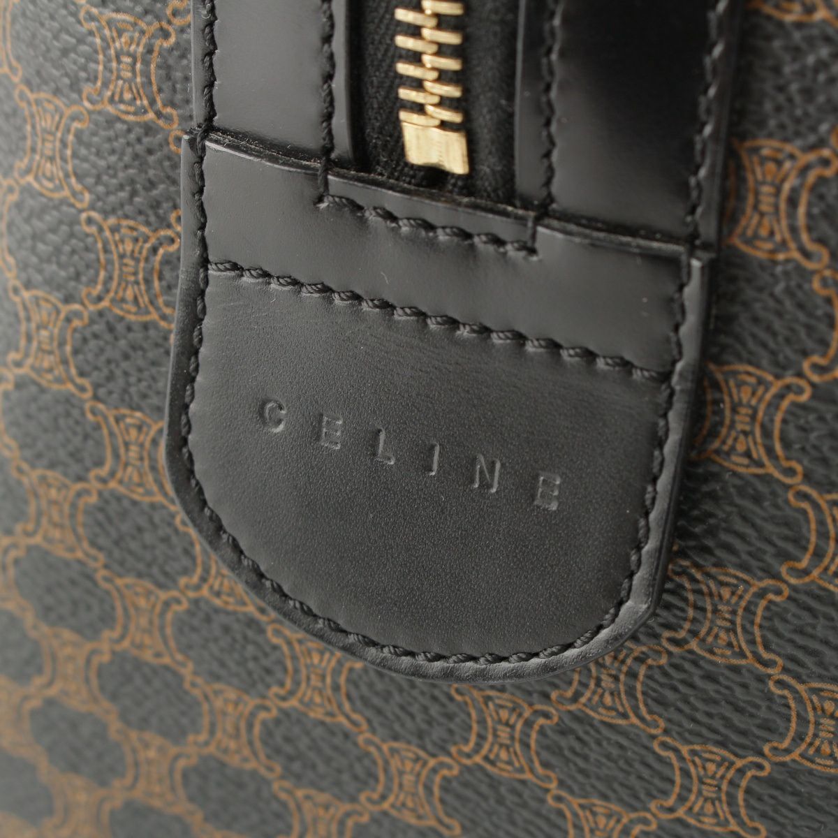 セリーヌ PVC 黒マカダム トリオンフ ミニ ボストンバッグ