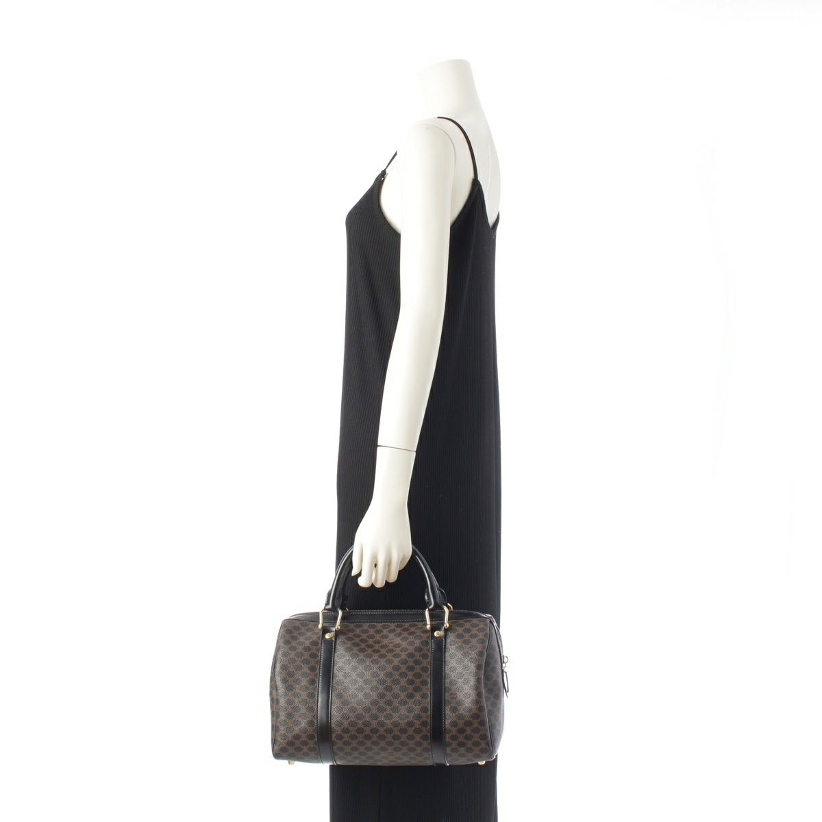 セリーヌ PVC 黒マカダム トリオンフ ミニ ボストンバッグ