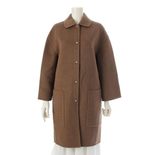 エルメス 21年 カシミヤ ラムレザー メドール コート ロング アウター 17-7102 ブラウン 36