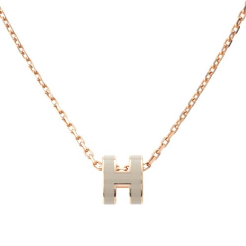 エルメス ミニ ポップアッシュ H ネックレス アクセサリー ピンクゴールド×グレー