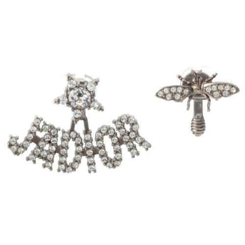 ディオール Jadior bee ビー ラインストーン ピアス 両耳用 アクセサリー シルバー