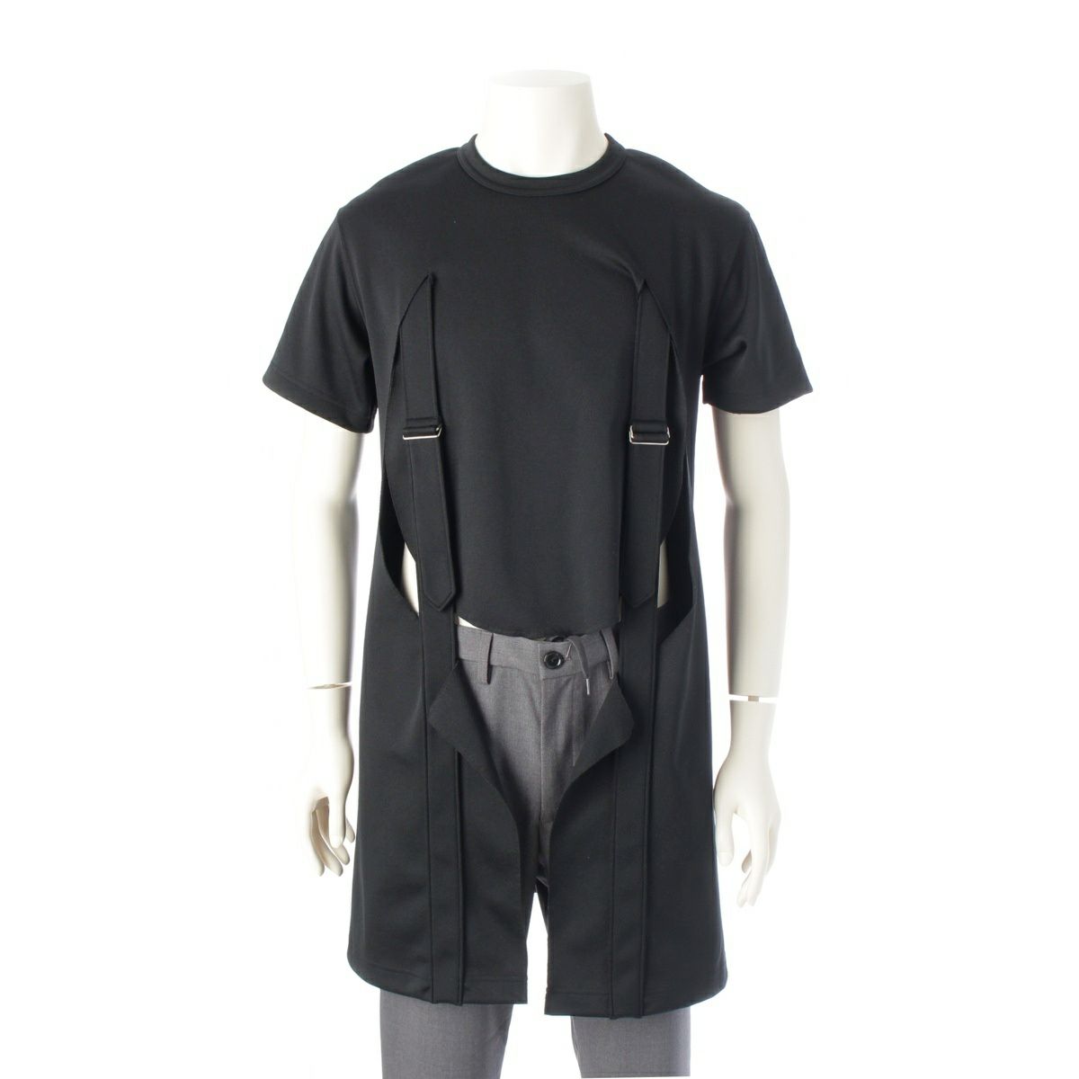 コムデギャルソンオムプリュス AD2018 ハーネスドッキング エステル カットソー トップス PC-T013 ブラック S