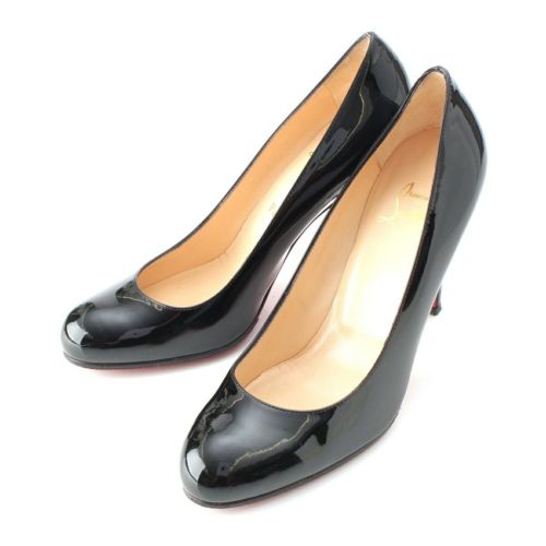 クリスチャンルブタン パテントレザー SIMPLE PUMP 100 ラウンド トゥ ヒール パンプス シューズ 3080377 ブラック 37.5