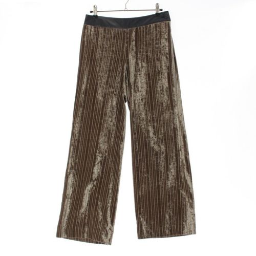 イッセイミヤケ フェット サイドジップ レザー切替 ベロア コーデュロイ パンツ スラックス ボトムス IF54FF504 カーキ ブラック 01