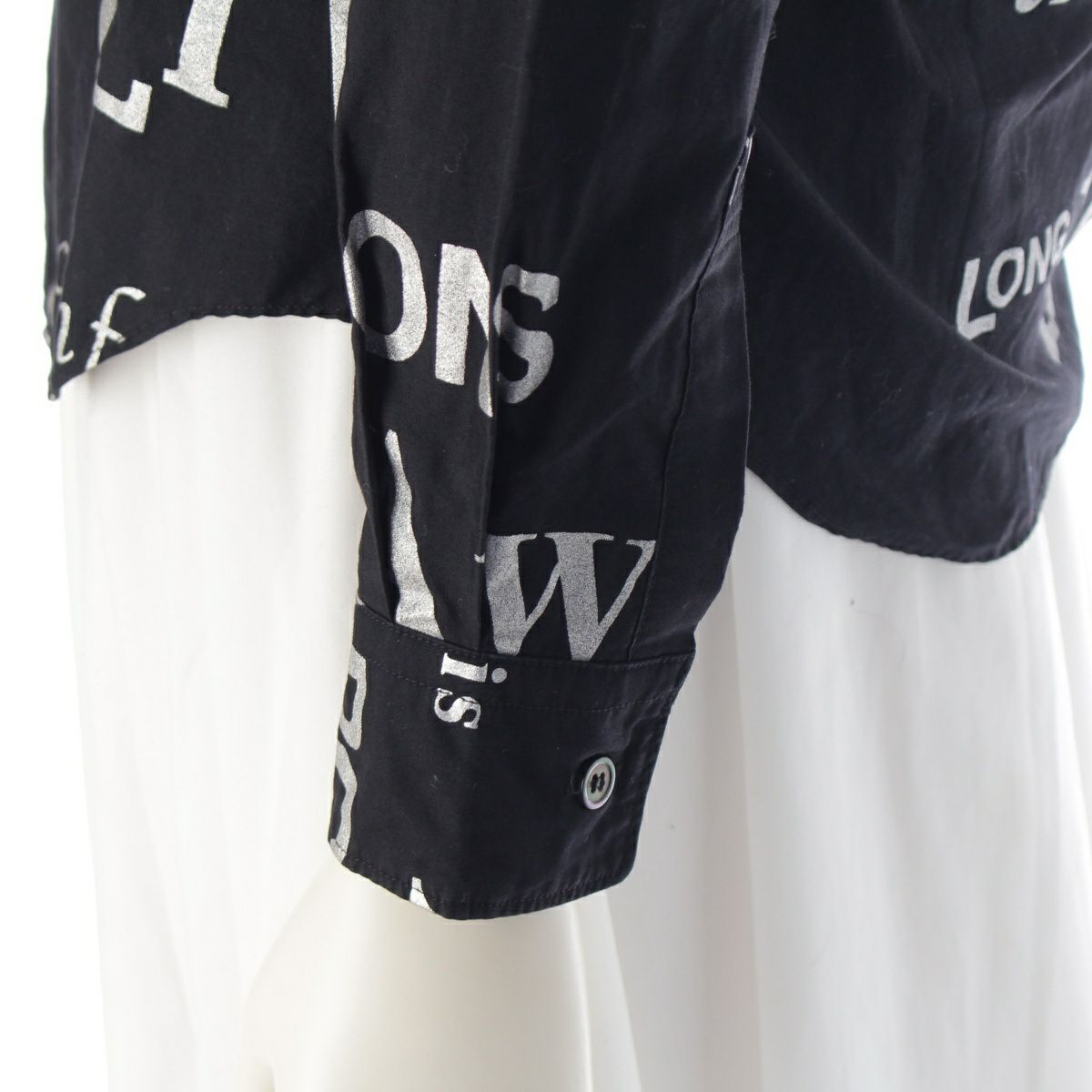 コムデギャルソン コットン AD2003 丸襟 メッセージプリント L/S 長袖