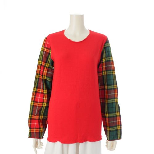 トリココムデギャルソン AD1994 94AW 縮絨期 ウール縮絨 タータンチェック カットソー トップス TT040360 レッド系