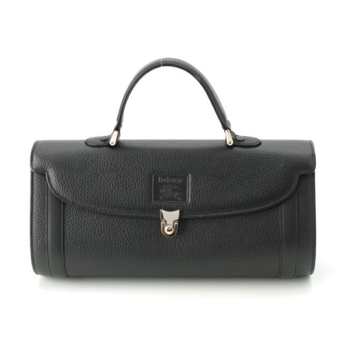 バーバリー レザー 筒形 シャドーホース ハンドバッグ ブラック