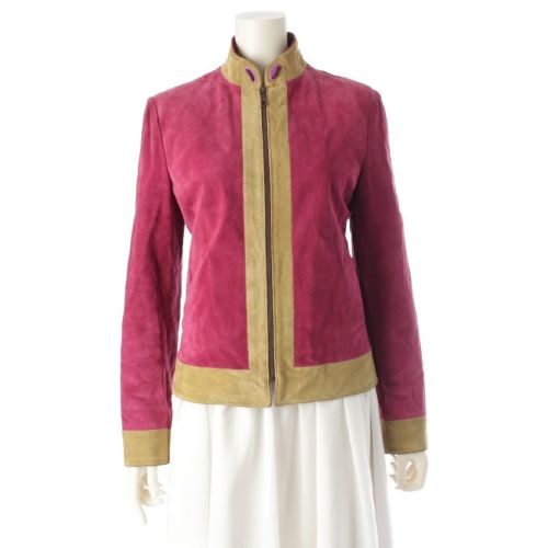 ミュウミュウ FW1999 スエード レザー切替 ARCHIVE アーカイブ ジップアップ ブルゾン アウター ピンク×ベージュ 42