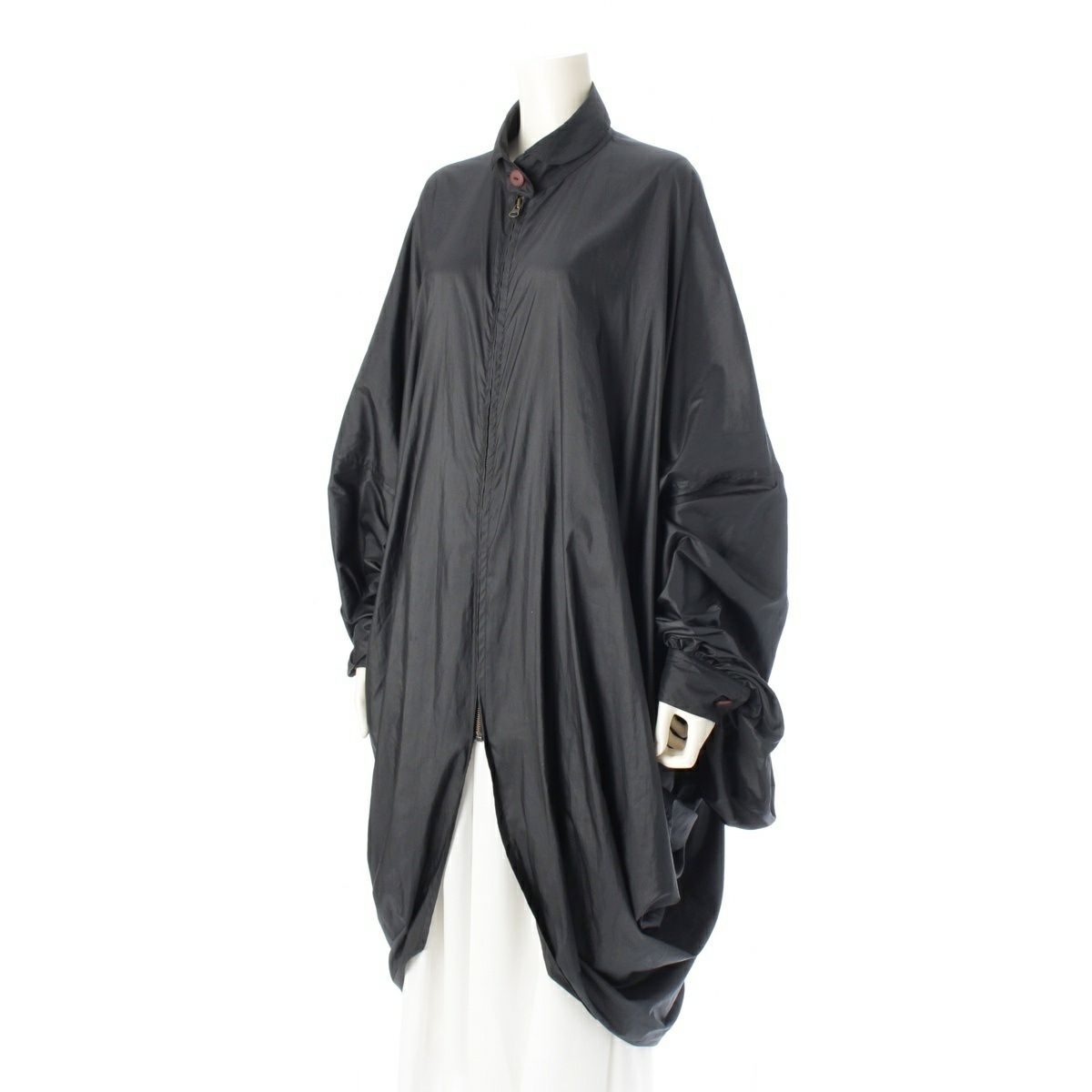 イッセイミヤケ 80's ナイロン混 筆タグ 変形 ジップアップ イカ