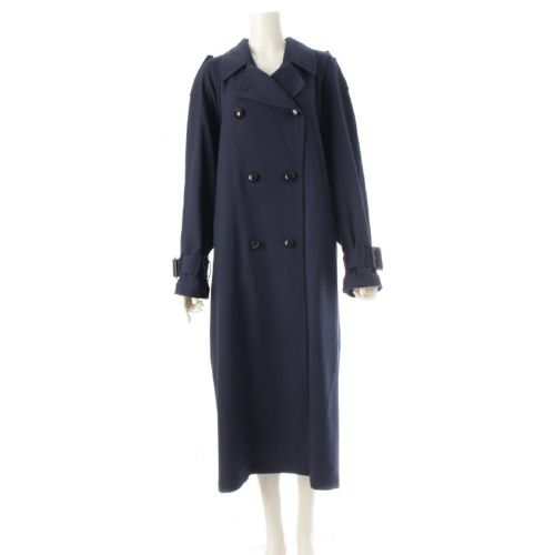 グッチ コットン ダブル くるみ ボタン ベルト トレンチコート アウター 733953 ネイビー 38