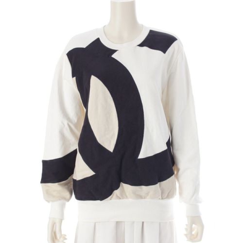 シャネル 18SS コットン ビッグ ココマーク トレーナー スウェット 長袖 トップス P58239 ホワイト 38