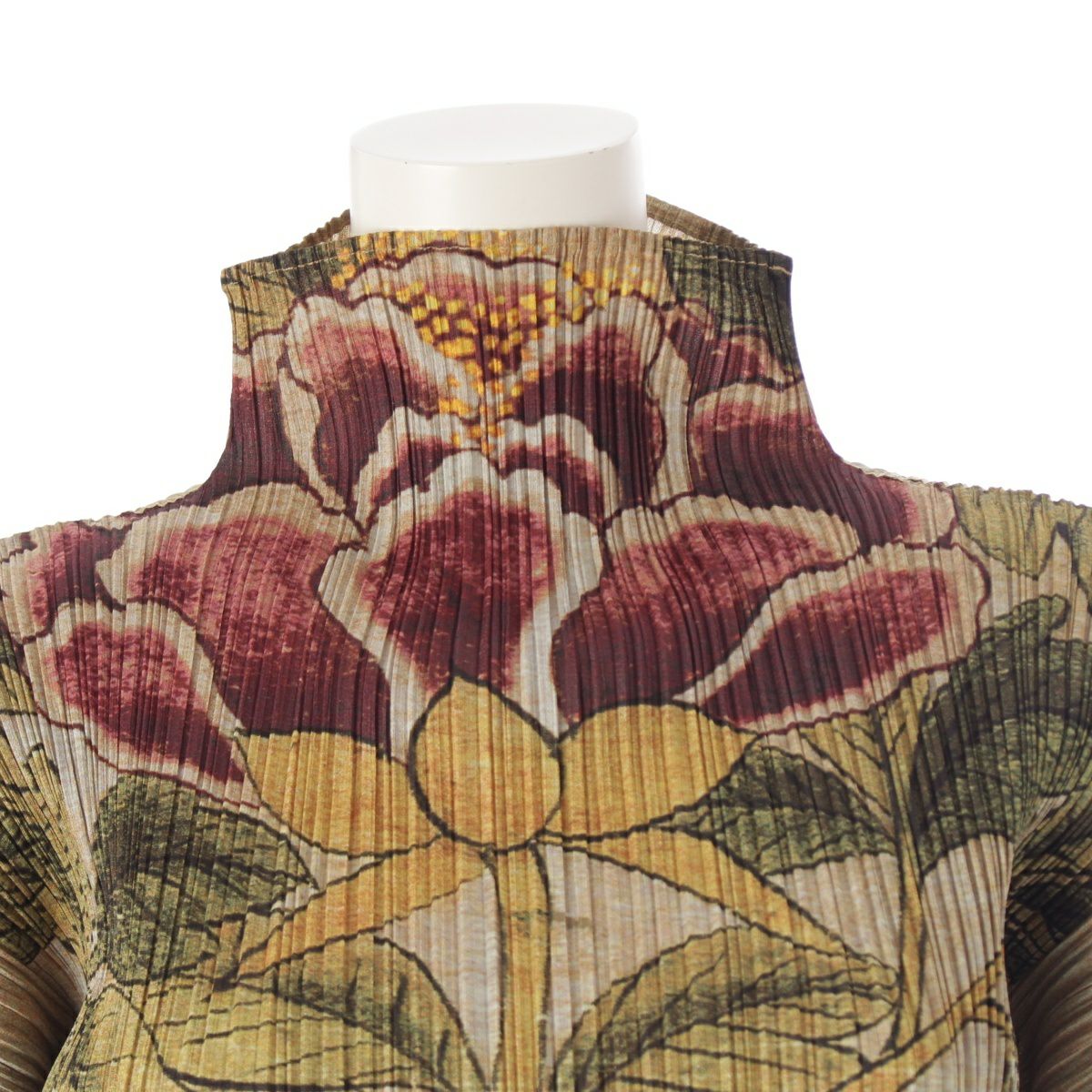 プリーツプリーズ イッセイミヤケ 98AW 牡丹 花 総柄 長袖 ワンピース