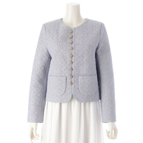 セリーヌ コットン トリオンフ チェルシー ノーカラージャケット 2V65S128X ブルー 36