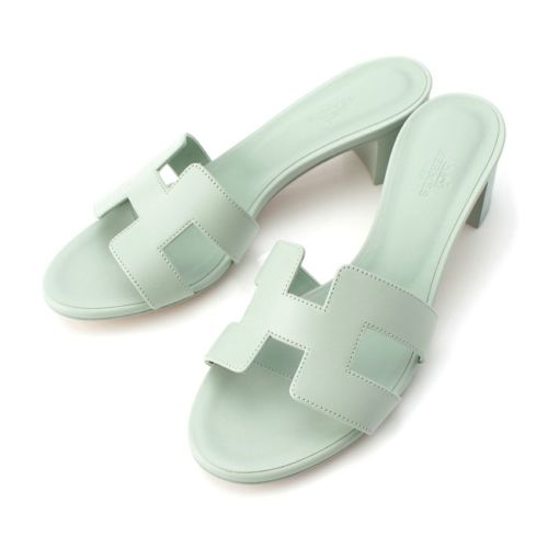 エルメス オアジス ヒール サンダル ライトグリーン 37 1/2
