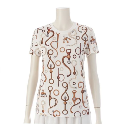 エルメス 24SS Panoplie Tout Cuir コットン ショートスリーブ Tシャツ カットソー トップス 4E4632DN ホワイト 34