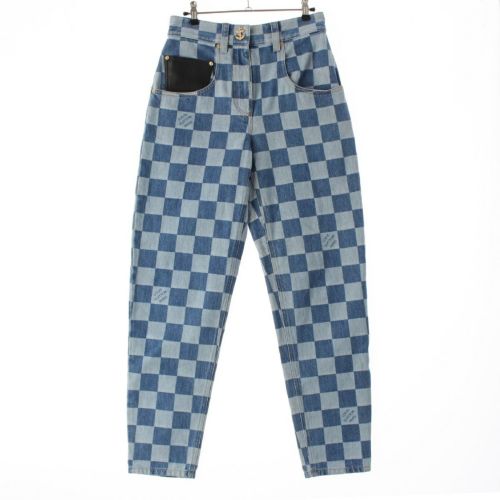 ルイヴィトン コットン LVリミックス ダミエ デニムパンツ ジーンズ ボトムス 1AFHHJ インディゴブルー 36