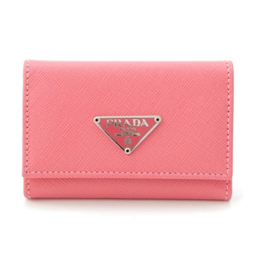 プラダ サフィアーノ トライアングルロゴ キーケース ピンク