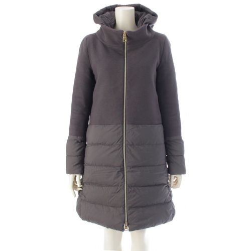 ヘルノ ウール×ナイロン フード付き 切替 ダウンコート アウター PI0848D グレー 42