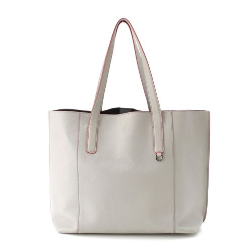 トッズ レザー ペーパートート ハンドバッグ ロゴ グレー