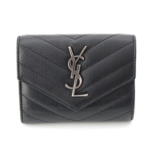 サンローラン カサンドラ 羊革 レザー コインケース ウォレット 財布 ブラック