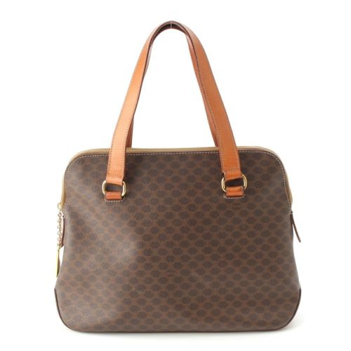 セリーヌ レザー ヴィンテージ マカダム 2WAY ショルダー ハンドバッグ ブラウン